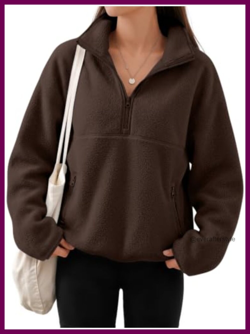 Sherpa Fleece Quarter Zip Pullover Sweatshirt Fuzzy Jacket with Pockets